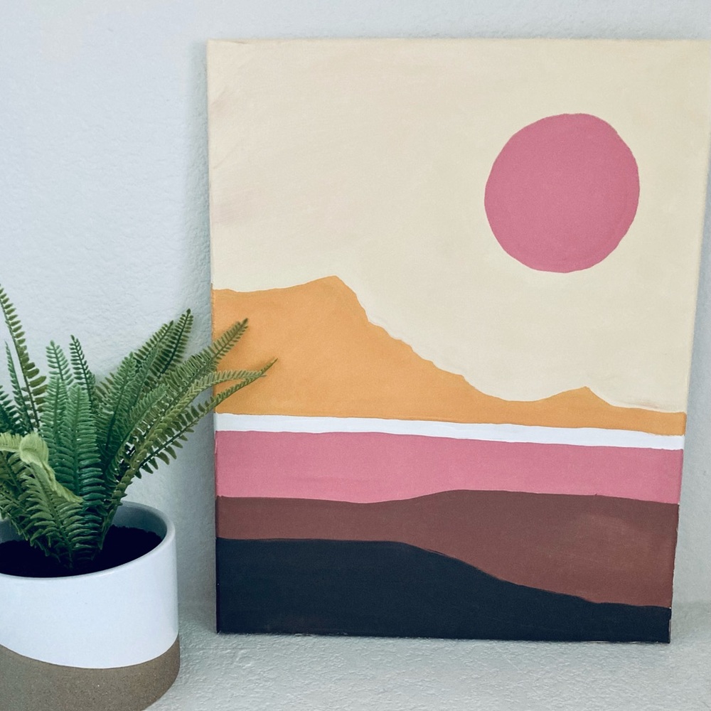Hand Painted Wall Art - Sunset (Pink)